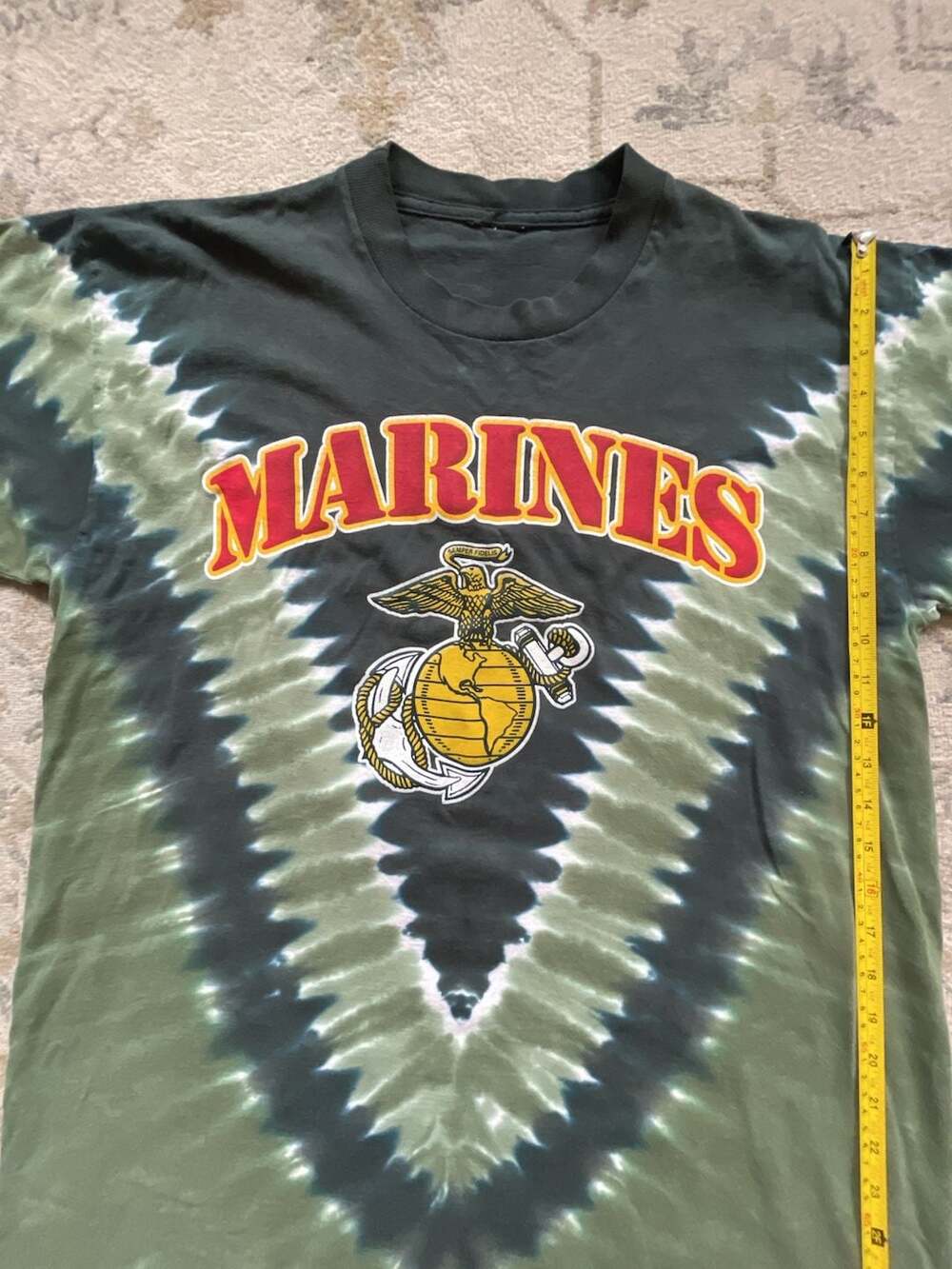 Vintage 90s Liquid Blue US Marines Tie-Dye T-Shirt with Boeing Logo - Picture 3 of 5